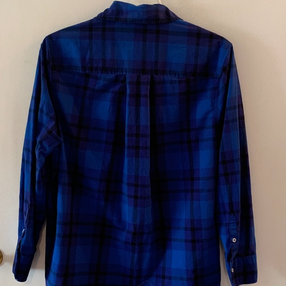 Lane Bryant Blue Plaid Button Front Top ~ Size 16 - Picture 3 of 7